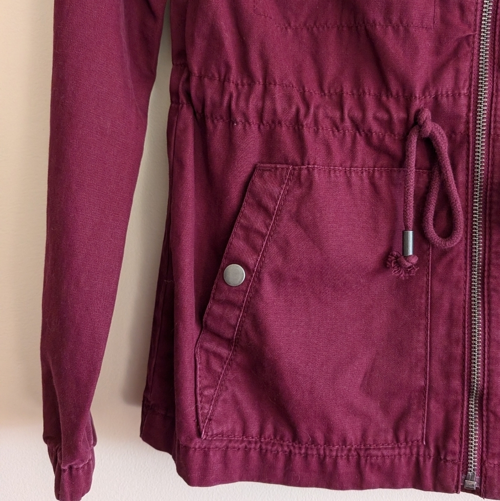 NWT🏷️ Old Navy Utility Bomber Jacket, Wine Burgundy, XS - Picture 2 of 16